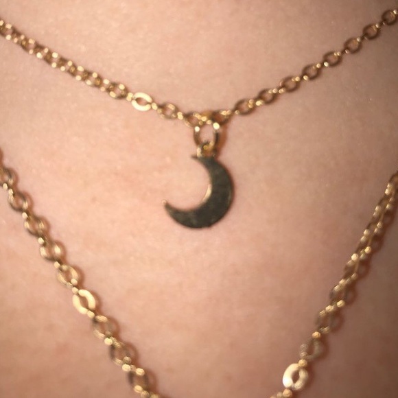 !!LAST ONE!! Black Crystal Gold Moon Layer Choker - Picture 3 of 6